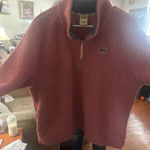 Pink Sherpa Quarter-Zip Sweater